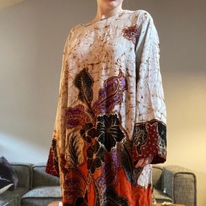 Flowy, lovely, retro l/s cotton maxi dress